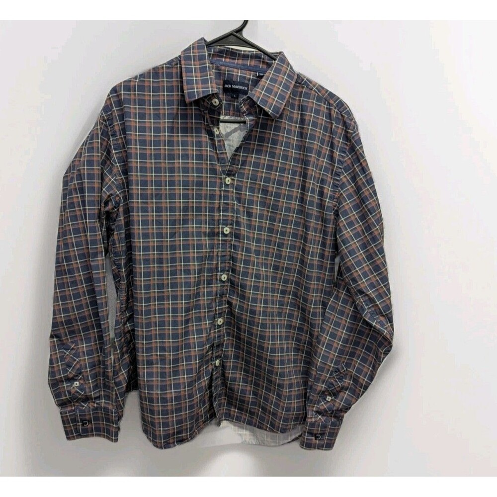 Jack Maverick Stitch Fix Augustus Dress Shirt‎ Blue Plaid Size L Preppy Academia